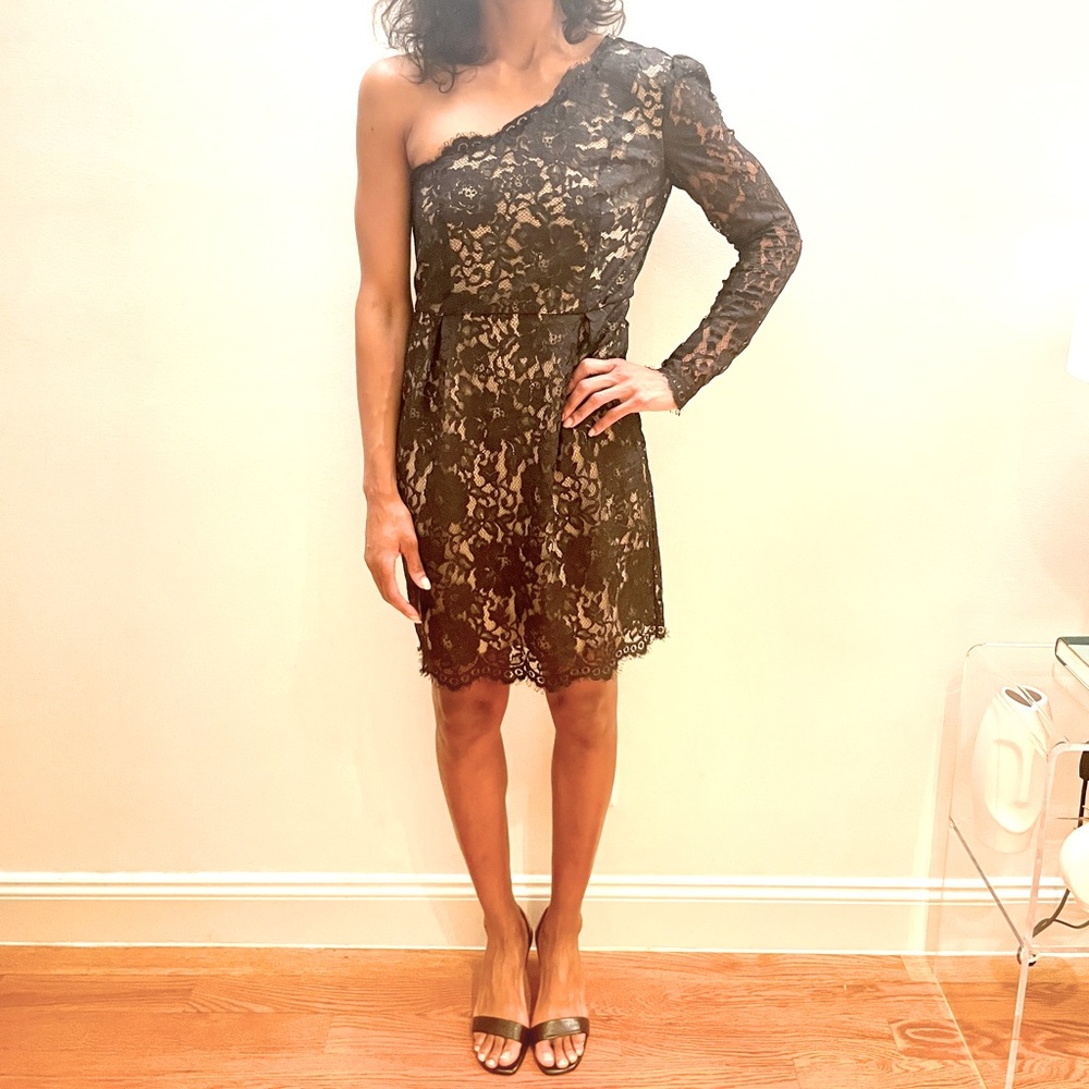 Madison Marcus Lace One Shoulder Cocktail Dress